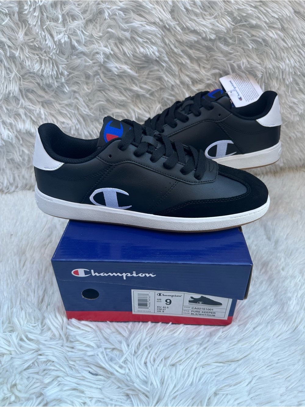 Champion Men's Black & White Court Sneakers size 9